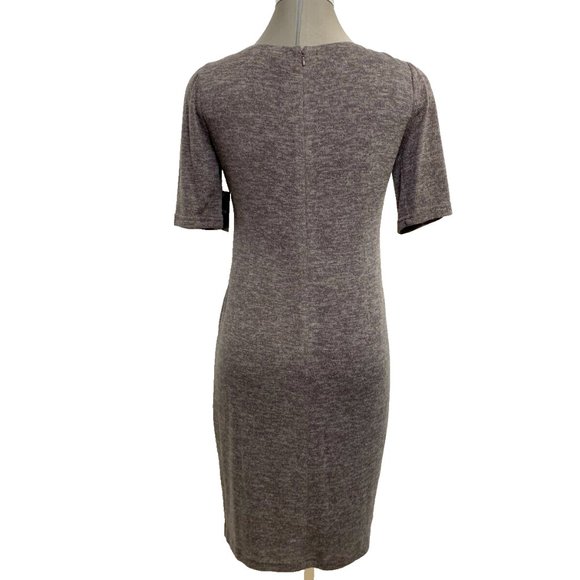 Ellen Tracy NWT Taupe Sweater Dress Accentuated Waist Gold Buckle - Picture 2 of 7